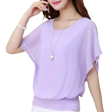 New summer fashion women's short-sleeved T-shirt, plus-size women's slimming, bat-sleeved chiffon shirt, loose top New summer fashion women's short-sleeved T-shirt, plus-size women's slimming, bat-sleeved chiffon shirt, loose top
